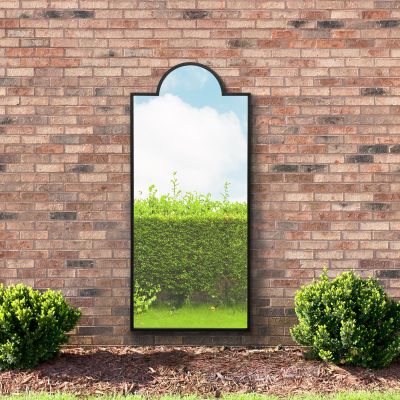 The Genestra - Black Contemporary Wall & Leaner Garden Mirror 67"x 29" 170x75cm