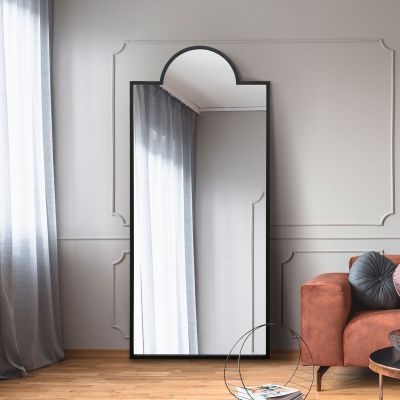 The Fenestra - Black Contemporary Wall and Leaner Mirror 67" X 29" (170 x 75CM)