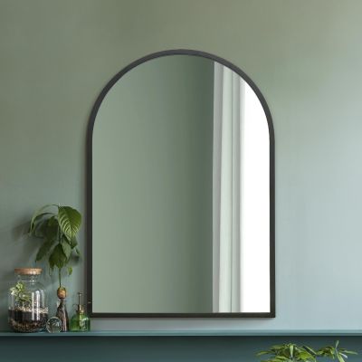 The Arcus - Black Metal Framed Arched Wall Mirror 39" X 27" (100CM X 70CM). Suitable for Inside and Outside!