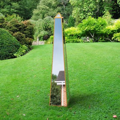 The Obelisk - New Gold Metal Edged Mirrored Garden Ornament 59" X 12" X 12" (150CM X 30CM X 30CM)