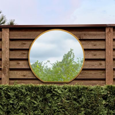 The Circulus - Gold Framed Flat Bottom Circular Garden Wall Mirror - Perfect for the Mantle! 41" X 39" (105CM X 100CM)