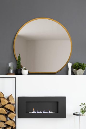 The Circulus - Gold Framed Flat Bottom Circular Wall Mirror - Perfect for the Mantle! 41" X 39" (105CM X 100CM)