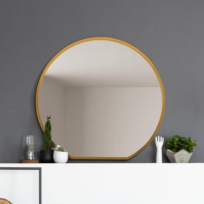 The Circulus - Gold Framed Flat Bottom Circular Wall Mirror - Perfect for the Mantle! 41" X 39" (105CM X 100CM)