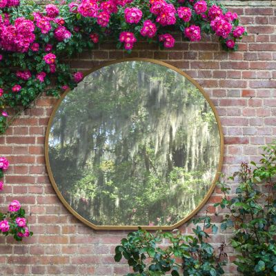 The Circulus - Gold Framed Flat Bottom Circular Garden Wall Mirror - Perfect for the Mantle! 50" X 47" (126CM X 120CM)