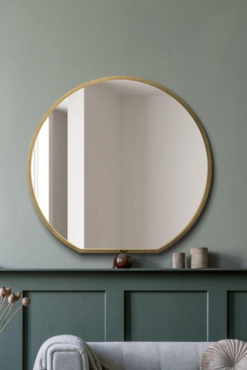 The Circulus - Gold Framed Flat Bottom Circular Wall Mirror - Perfect for the Mantle! 50" X 47" (126CM X 120CM)