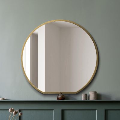 The Circulus - Gold Framed Flat Bottom Circular Wall Mirror - Perfect for the Mantle! 50" X 47" (126CM X 120CM)