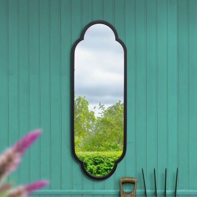 The Duplici - New Black Metal Framed Double Arched Oval Wall Mirror 40" X 14" (102CM X 35.5CM)