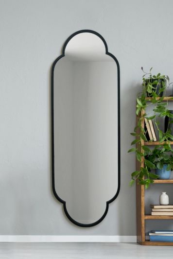 The Duplici - New Black Metal Framed Double Arched Oval Wall Mirror 67" X 23" (170CM X 59M)