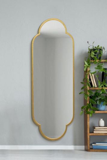 The Duplici - New Gold Metal Framed Double Arched Oval Wall Mirror 67" X 23" (170CM X 59M)
