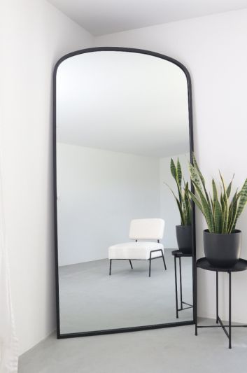 The Angustus - Black Metal Framed Arched Wall Leaner Mirror 79"x39" (200x100CM)