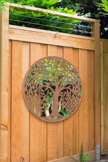 Swirl Tree Design Round Garden Mirror 100 x 100 CM 3ft3 x 3ft3