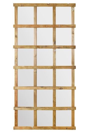 The Trellis Garden Mirror - Large Wooden Wall Fence or Leaner Mirror 71" X 35" (179.5CM X 89.5CM). Scandinavian Red Wood