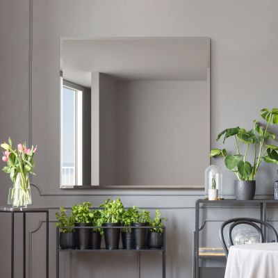 The Moderni - All Glass Modern Bevelled Square Wall Mirror 39" X 39" (100x100CM)