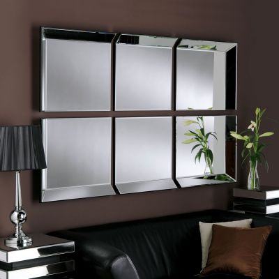 UK Made All Glass Modern 6 Panel Wall Mirror 167 x 106 CM