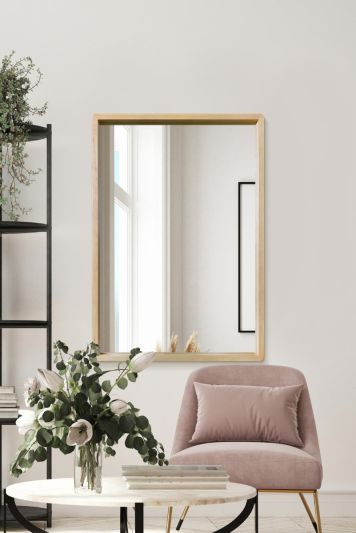 The Naturalis - Solid Oak Rounded Corner Wall Mirror 39" X 27.5" (100CM X 70CM) Scandinavian 'Scandi' Inspired.