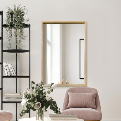 The Naturalis - Solid Oak Rounded Corner Wall Mirror 39" X 27.5" (100CM X 70CM) Scandinavian 'Scandi' Inspired.