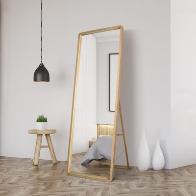 The Naturalis - Solid Oak Rounded Corner Cheval Mirror 67" X 23" (170CM X 58CM) Scandinavian 'Scandi' Inspired.