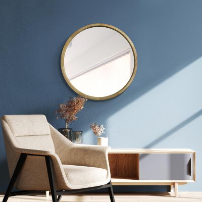 The Naturalis - Solid Oak Round Deep Dish Framed Mirror 31" X 31" (80CM X 80CM)