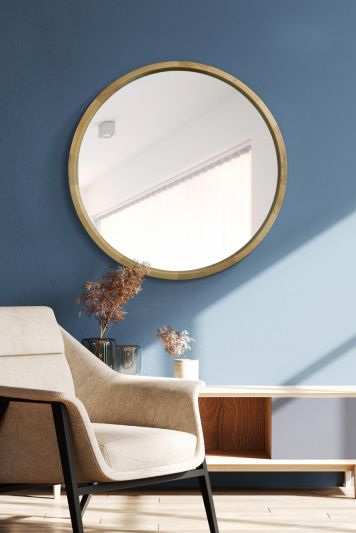 The Naturalis - Solid Oak Round Deep Dish Framed Mirror 35" X 35" (90CM X 90CM)