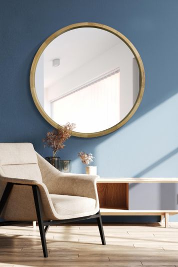 The Naturalis - Solid Oak Round Deep Dish Framed Mirror 39" X 39" (100CM X 100CM)