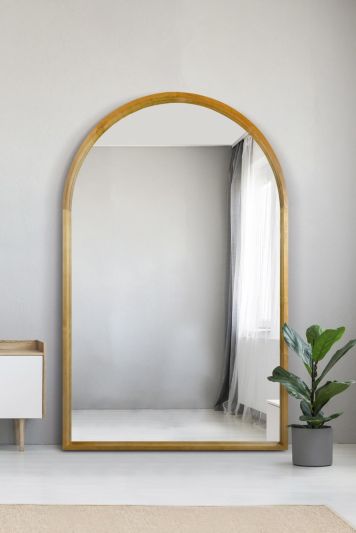 The Naturalis - Solid Oak Framed Arched Leaner / Wall Mirror 75" X 47" (190CM X 120CM) Scandinavian 'Scandi' Inspired.