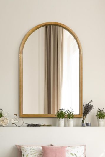 The Naturalis - Solid Oak Framed Arched Leaner / Wall Mirror 47" X 31" (120CM X 80CM) Scandinavian 'Scandi' Inspired.