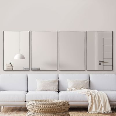 4 x Manhattan Black Aluminium Framed Modern Wall Mirror 92 x 61.5cm