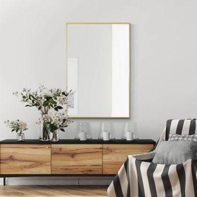 Manhattan Gold Aluminium Framed Modern Wall Mirror 92 x 61.5cm