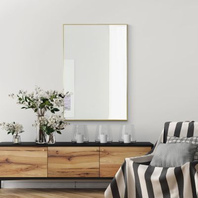 Manhattan Bright Gold Aluminium Framed Modern Wall Mirror 92 x 61.5cm