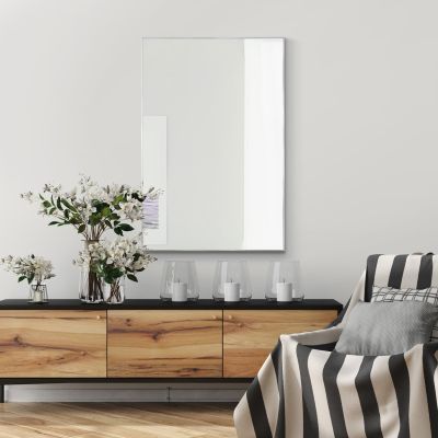 Manhattan Bright Silver Aluminium Framed Modern Wall Mirror 92 x 61.5cm