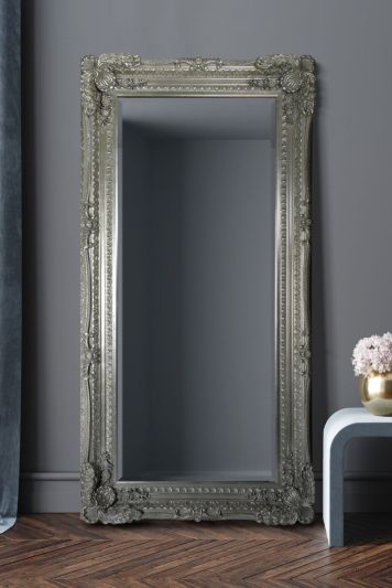 Carved Louis Silver Large Wall Mirror 175 x 89 CM