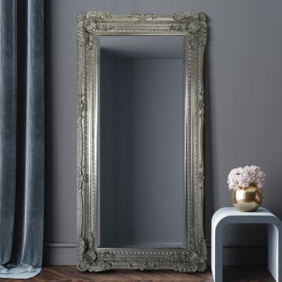 Carved Louis Silver Large Wall Mirror 175 x 89 CM