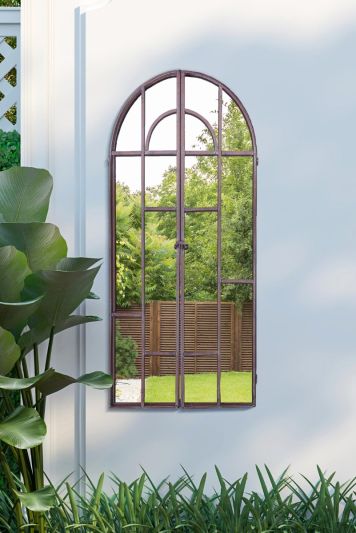 Kirkby Metal Arch shaped Decorative Window opening Garden Mirror 100cm X 50cm