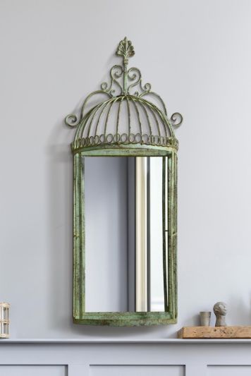 The Kirkby - Rustic Metal Birdcage Shaped Decorative Wall Mirror 28" X 10" (70CM X 26CM) 146mm deep.