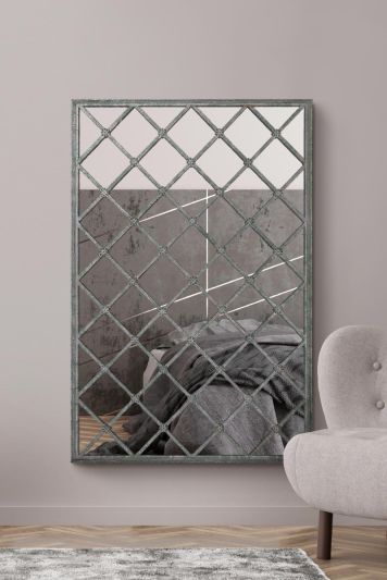 The Kirkby - Decorative Green Country Lattice Metal Framed Wall Mirror 48" X 32" (122CM X 81CM)