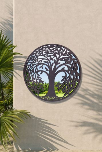 Kirkby Metal Circular Decorative Tree Garden Mirror Outdoors 99cm X 99cm