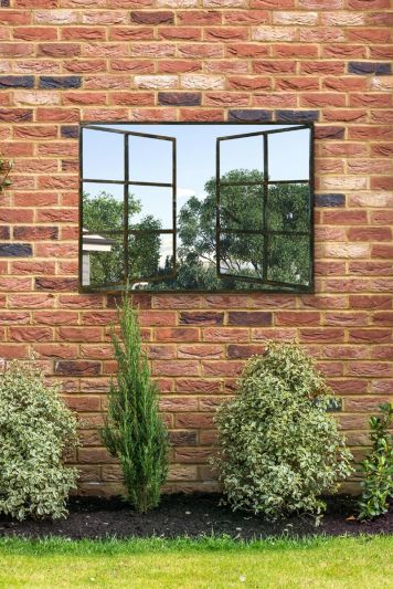 Kirkby Metal Large Open Window Garden Wall Mirror 39" X 29" (100CM X 73CM)