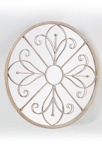 Summer Orchid Metal Circular Decorative Garden Mirror Cream 90cm X 90cm