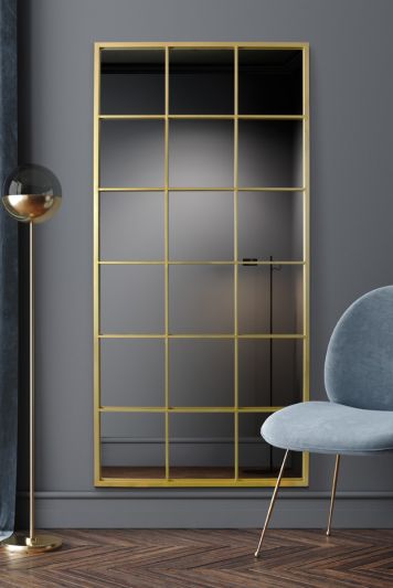 The Fenestra - Gold Modern Window Leaner / Wall Mirror 69" X 33" (174CM X 85CM)