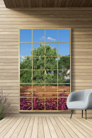 The Genestra - Gold Modern Window Garden Wall Mirror 69" X 43" (174CM X 110CM)