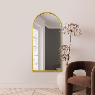 The Arcus - Gold Framed Arched Leaner/Wall Mirror 55" X 27.5" (140CM X 70CM)