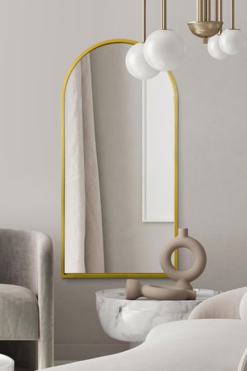 The Arcus - Gold Framed Arched Leaner/Wall Mirror 63" X 31" (160CM X 80CM)