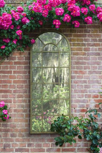 Large Green and Cream Rustic Multi Panel Design Garden Mirror 140 x 56CM