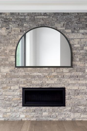 The Arcus - Black Metal Framed Arched Wall Mirror 49" X 35" (125CM X 90CM)