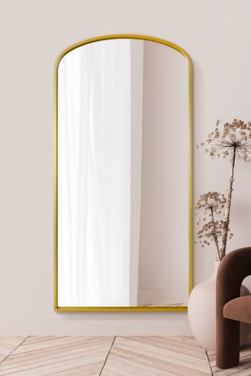 The Angustus - Gold Metal Framed Arched Wall Leaner Mirror 79"x39" (200x100CM)