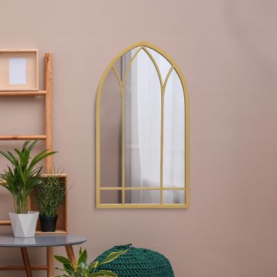 The Arcus - Gold Metal Framed Arched Wall Mirror 32" X 19" (83CM X 48CM)