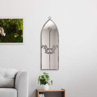 The Arcus - Concrete Colour Metal Framed Arched Wall Mirror 24"x 8" (60 X 20CM)