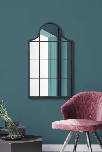 The Arcus - Black Metal Framed Arched Wall Mirror 41" X 24" (104CM X 62CM)