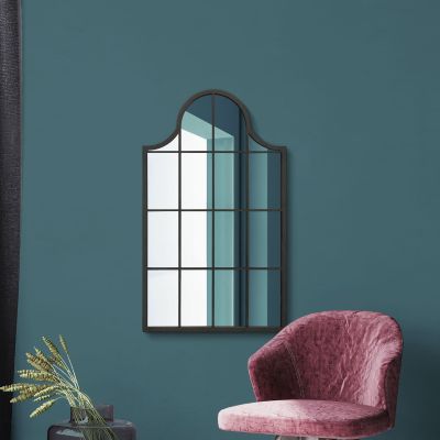 The Arcus - Black Metal Framed Arched Wall Mirror 41" X 24" (104CM X 62CM)