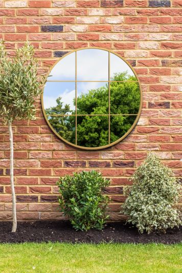 The Circulus - Gold Metal Frame Round Garden Wall Mirror 39" x 39" (100x100CM)